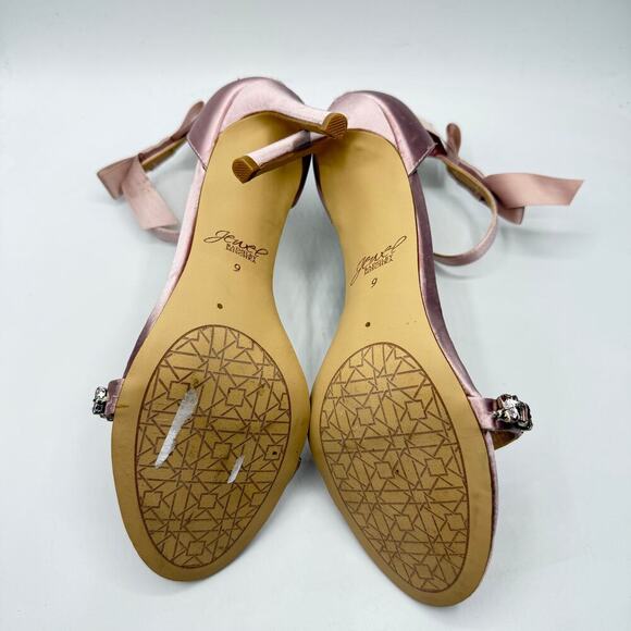 Jewel Badgley Mischka Daley Satin Rhinestone Ankle Strap Heels Size US 9 - Picture 8 of 12